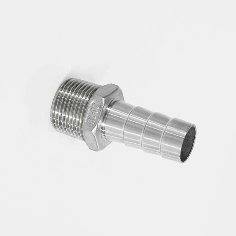 1/2 BSP Male Thread x 20mm Hose Barb Tail 304 Stainless Steel Hex Hose Nipple Barbed Pipe Fitting Connector For Water Oil Air 
