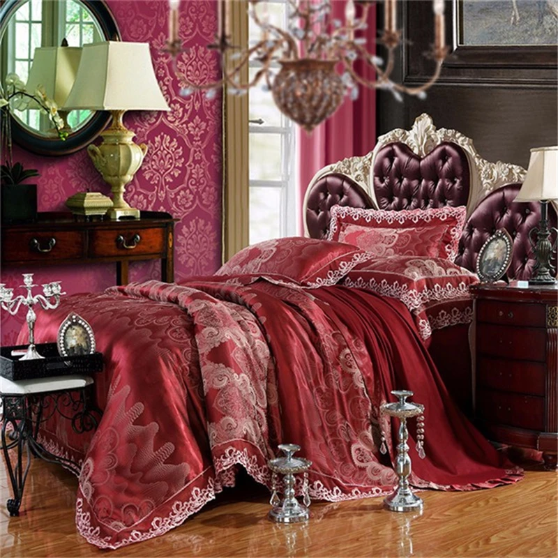 Big Pink Red Flower Oil Painting Bedding Set 3d 4pcs