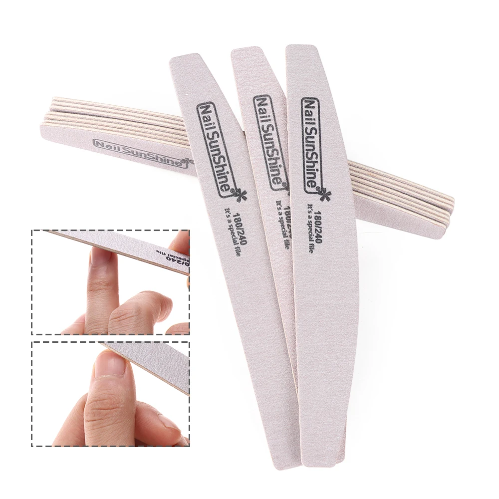 1pc Wooden 180/240 Sanding Buffer Block Pedicure Professional Manicure Buffing Polish Beauty Tools Nail Files Grey Boat Buffer