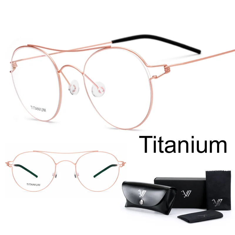 

100% Real Titanium Men Denmark Korean Round Glasses Frames Screwless Eyewear Eyeglasses Prescription Frame Oculos Marco 2018 New