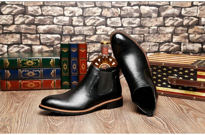 Men's Boots' Casual Round Toe Ankle Chelsea Boots Men Leather Men Winter Shoes hot 2018 Winter Shoes Mens Warmful Snow Boot Mens (15)