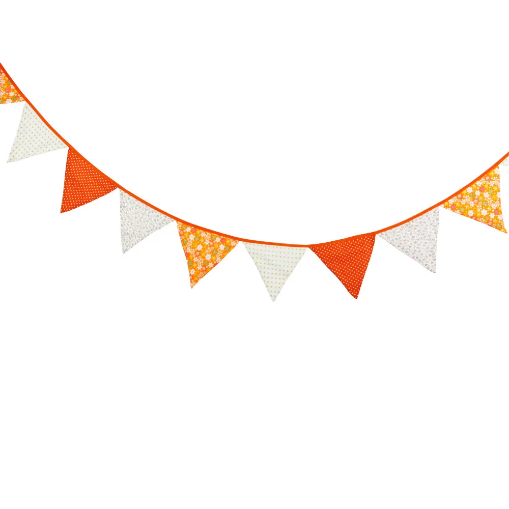 3,2 м 12 флагов оранжевый тон ткань для флажков ручной работы индивидуальность Свадьба День Рождения украшения реквизит для фотосессии настроить гирлянду