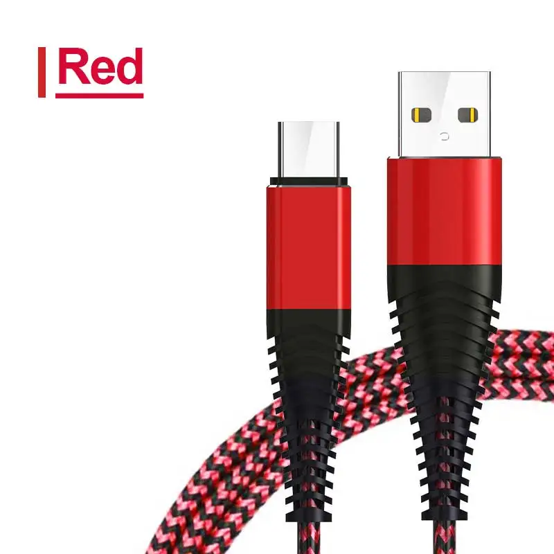 ZRSE кабели для мобильных телефонов 1 М 2,1 а Micro USB кабель type-C кабель с нейлоновой оплеткой кабель для передачи данных для samsung huawei samsung Xiaomi - Цвет: Красный