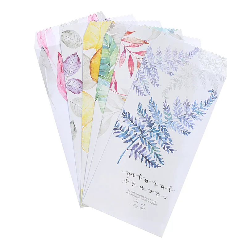 

6pcs / Bag Cute Cartoon Chinese Envelope Natural Leaf Envelope Child Student Craft Gift Stationery School Office Supplies