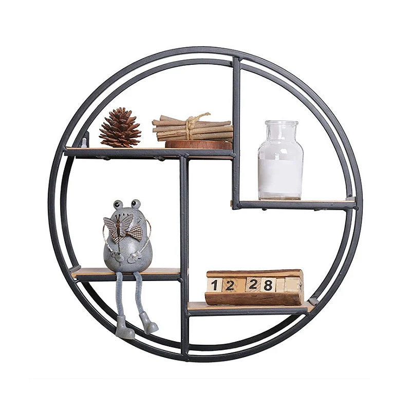 

Wall Mounted Iron Shelf Round Floating Shelf Wall Storage Holder Rack