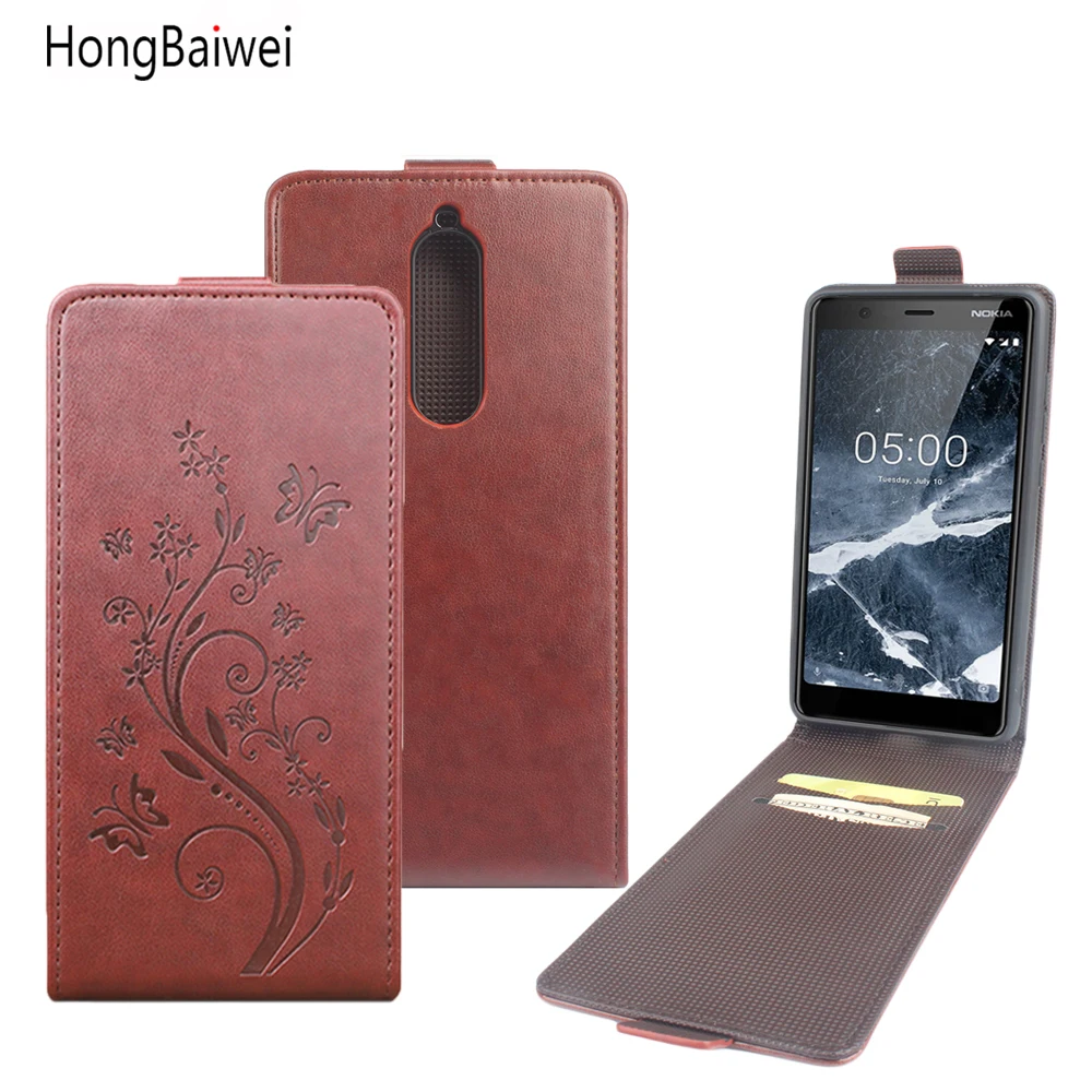 

HongBaiwei for Nokia 5.1 Cover Fashion Embossed Leather Cover Case for Nokia 5.1 Flip Case Vertical Back Cover