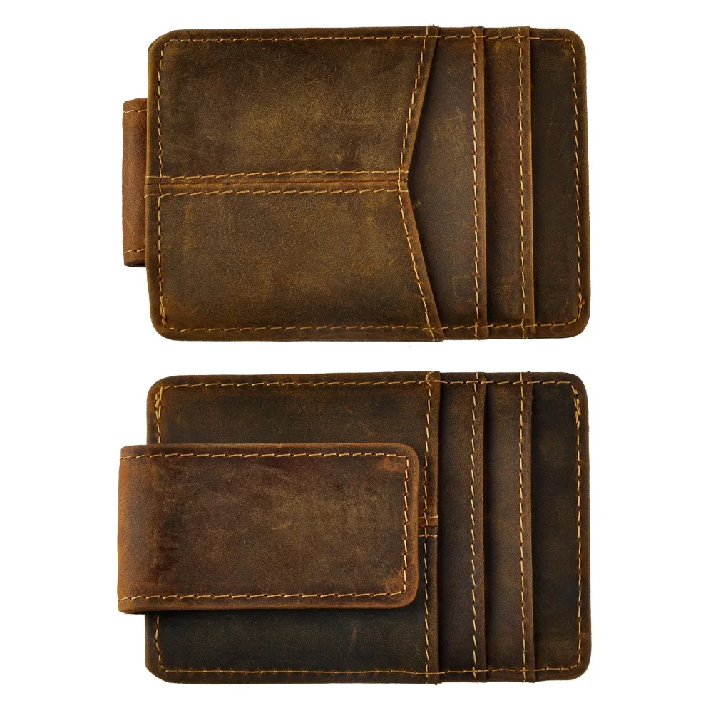 

Male Quality Leather Travel Slim Rfid Wallet Front Pocket Magnetic Money Clip Mini Business Id Credit Card Case Holder Men 1017