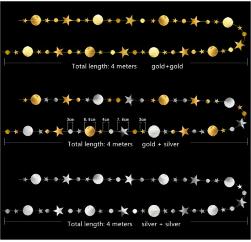4 м Бумажная гирлянда звезда круг струнные баннеры Свадебный баннер для вечеринки в честь Дня рождения украшение дома детский душ сувениры вечерние флаги