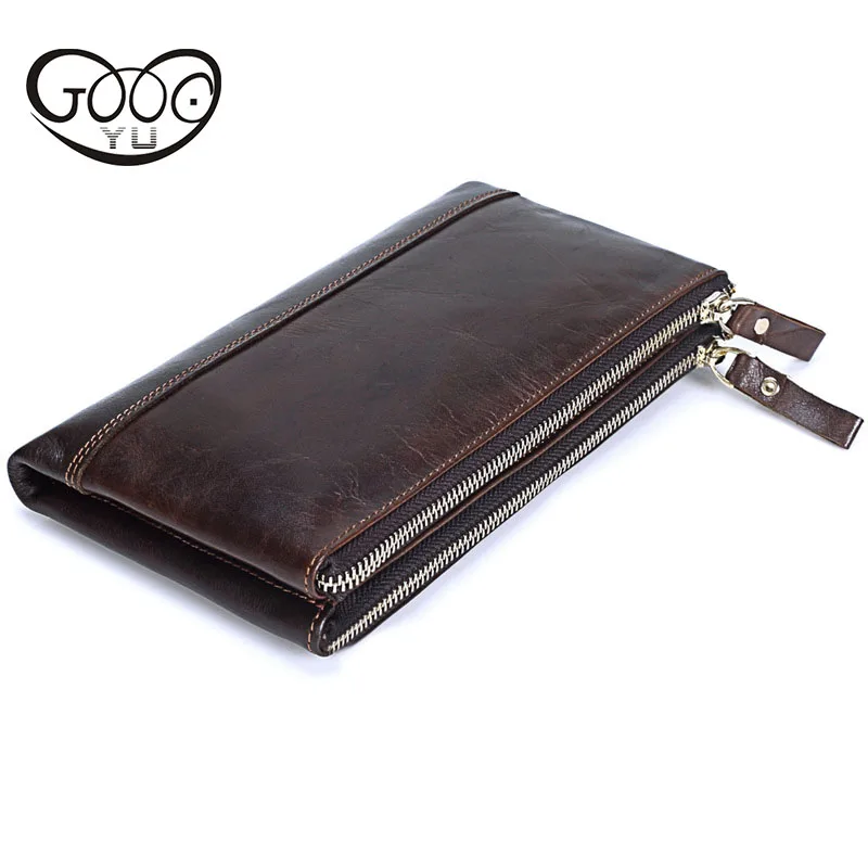 

GOOG.YU long Design men's wallet Leather Wallet male clutch bag purse small hand bag man wallets Coin zipper Pocket