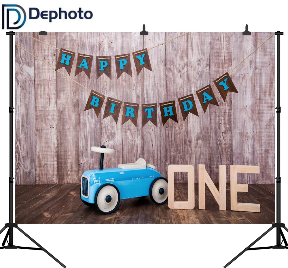 DePhoto фон для фотосъемки детей на 1 й День рождения игрушечный автомобиль