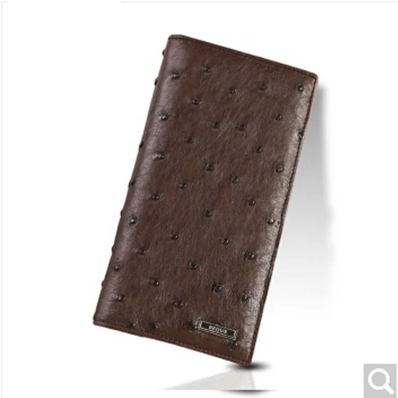 

Beijue ostrich leather men's purse leather wallet wallet male clutch bag multifunctional men bag business suit wallet Grey