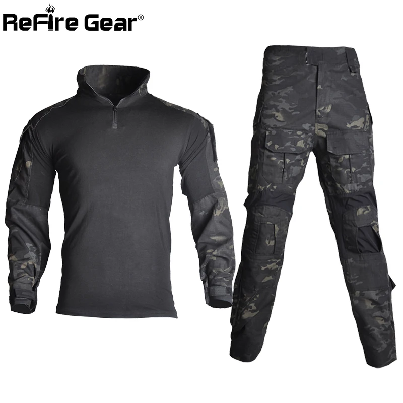 Refire gear Мультикам тактическая Униформа для мужчин США RU армейский боевой костюм Военная страйкбол рубашка+ брюки карго пейнтбол камуфляж комплект одежды