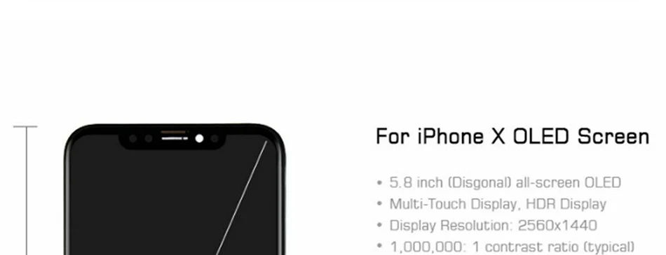 Класс AAA ЖК-дисплей Замена для iPhone X OLED качество ЖК-модуль с кодирующий преобразователь сенсорного экрана в сборе без битых пикселей