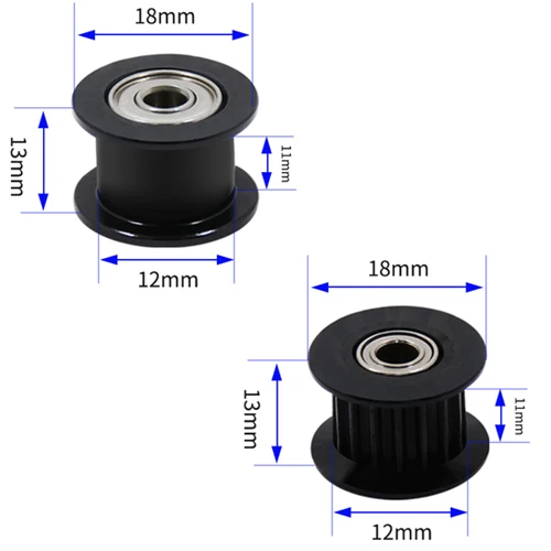 1 шт. черный алюминий GT2 10 мм ширина 20 зуб зубы/гладкая 2GT зубчатое колесо шкив Pully двойной подшипник для 3d принтера диаметр = 5 мм