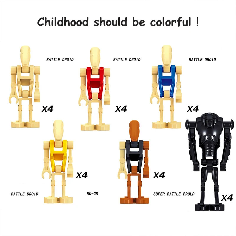 4pcs/lot Legoings Star Wars Building Blocks Battle droid RO-GR Super battle droid Model building blocks figures for children Toy 4pcs/lot Legoings Star Wars Building Blocks Battle droid RO-GR Super battle droid Model building blocks figures for children Toy