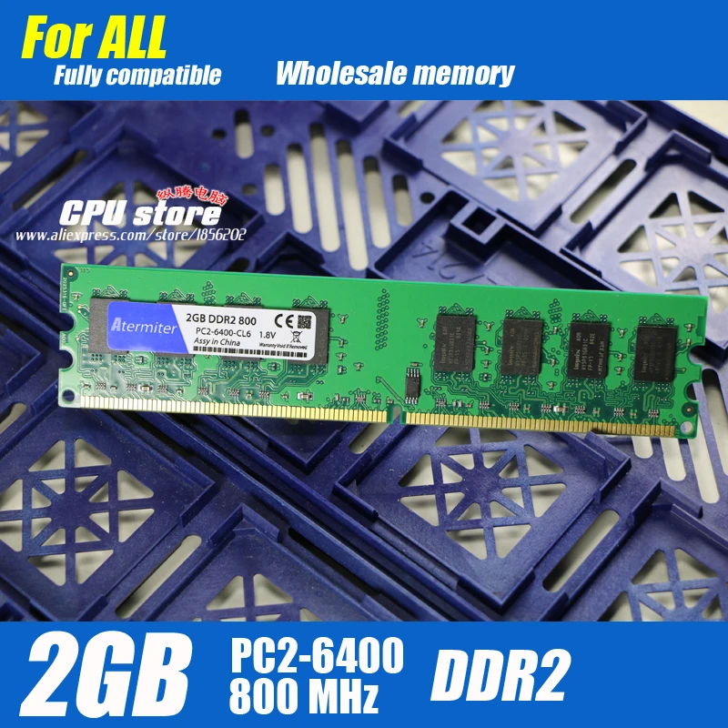 

Atermiter New 2GB DDR2 PC2-6400 800MHz For Desktop PC DIMM Memory RAM 240 pins (For intel amd) System High Compatible