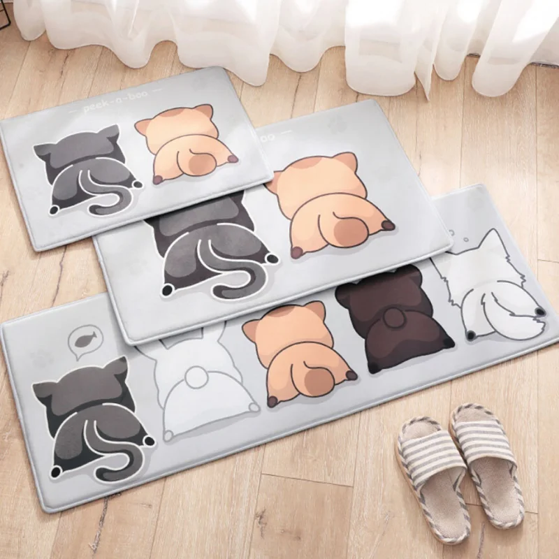 Kawaii приветственные напольные коврики животные ванная кухня ковры коврик с изображением кошки для гостиной противоскользящие