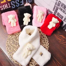 Новинка, детский шарф для девочек и мальчиков с имитацией кролика, плюшевый детский нагрудник, теплый зимний шарф, симпатичный нагрудник, шарф, плюшевый шарф для детей