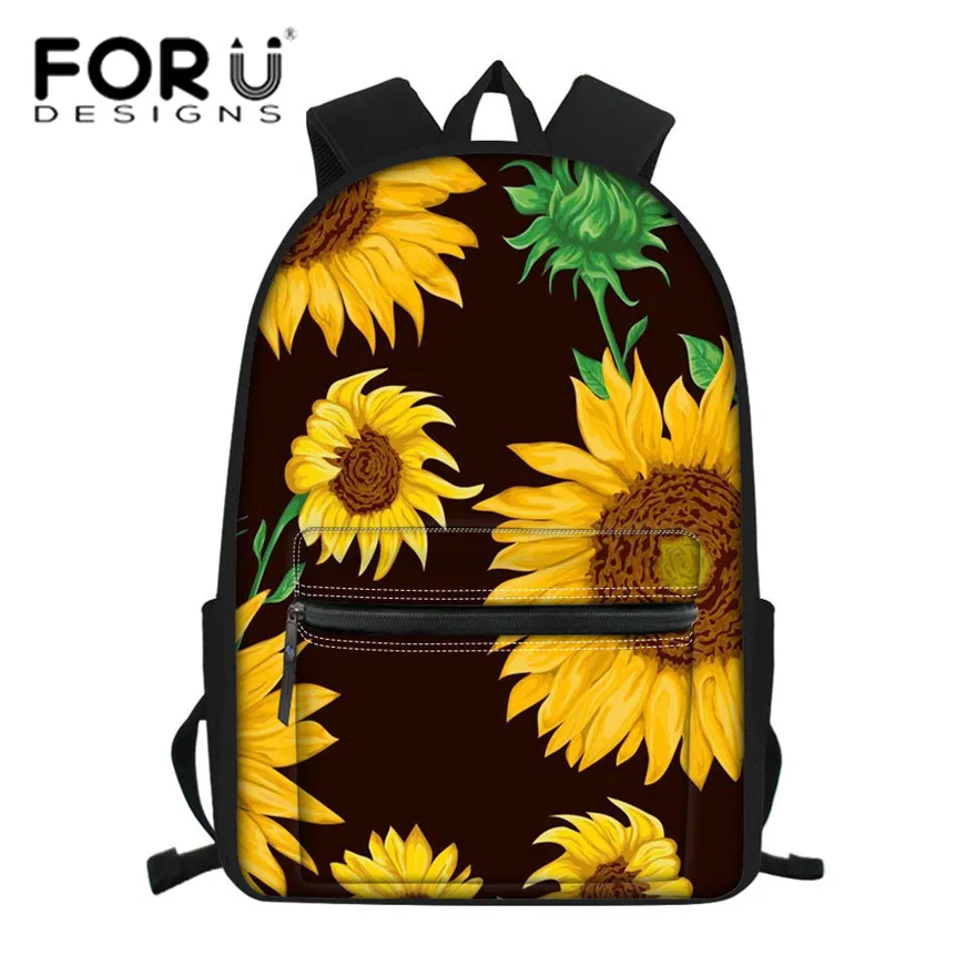 Сумки на плечо FORUDESIGNS для женщин школьные ранцы с принтом подсолнухов подростков