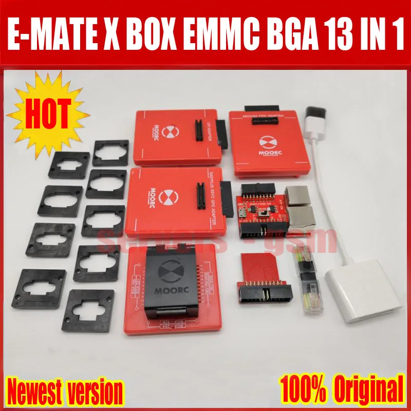 Newes E подручная коробка E-mate X памяти на носителе EMMC BGA 13 в 1 Поддержка BGA100/136/168/153/169/162/186/221/529/254 для легкий JTAG плюс UFI коробка RI