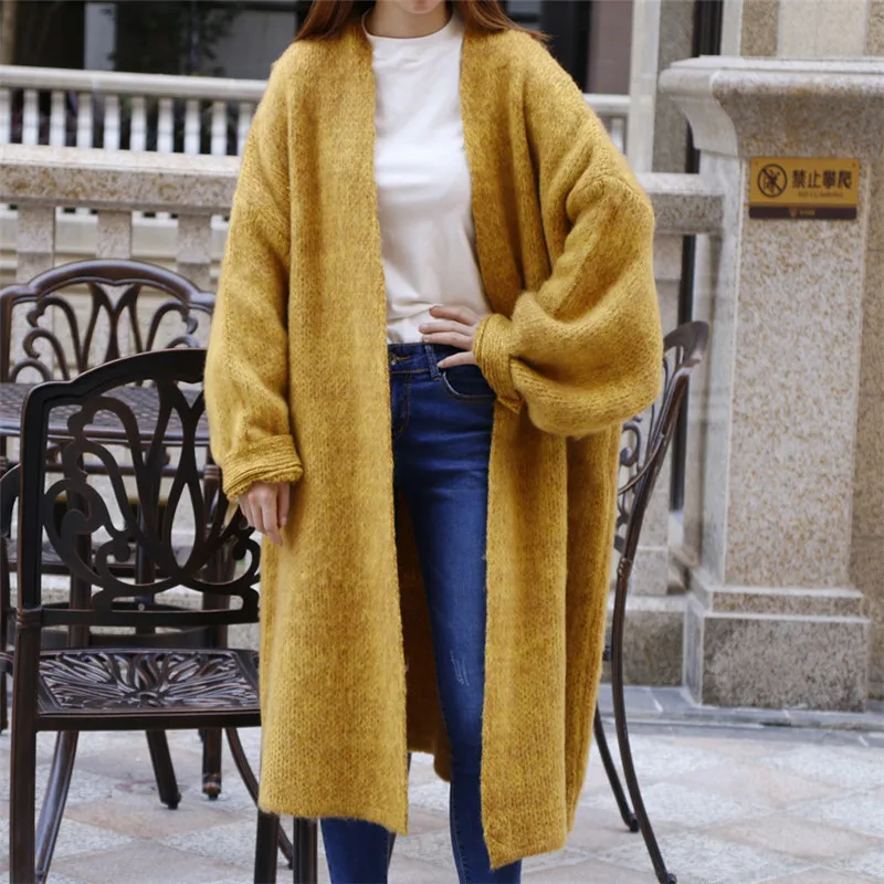 

Maxi Cardigan Women Thick Coarse Oversize Sweaters Coat Japan Cozy Knitted Cardigan Batwing Sleeves Long Sweaters Female Jumper