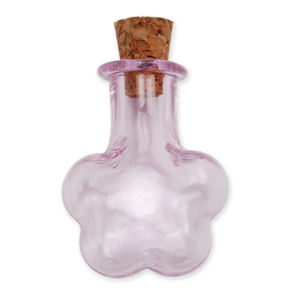 

Competitive price pink glass wishing bottle, plum shaped glass message vials bottles with corks