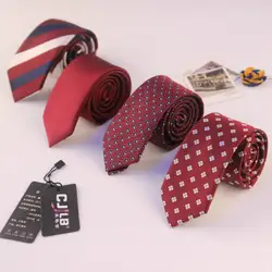17 видов цветов мужские узкие свадебные шеи галстук полиэстер Шелковый Стройный 6 см жениха Красный Черный дизайнеров моды жаккардовые