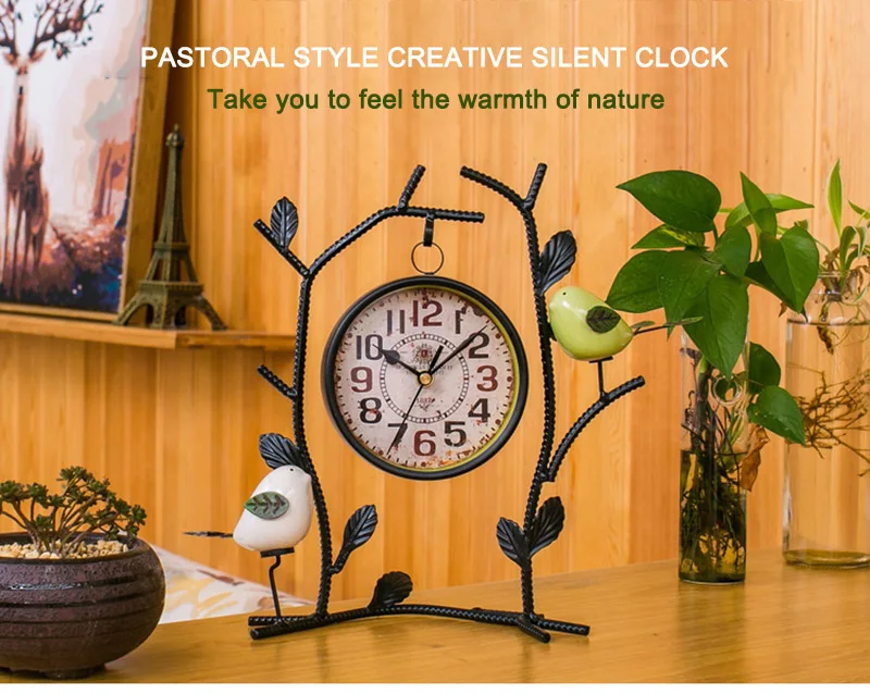 Meijswxj Solid Wood Table Clock Retro Wooden Clock Saat Reloj Masa saati Relogio de mesa Bedroom Digital Desktop Clocks 24*25cm