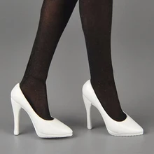 1/6 scale female woman girl action figure shoes model high heeled shoes white/black color for 12 1/6 scale female woman girl action figure shoes model high heeled shoes white/black color for 12