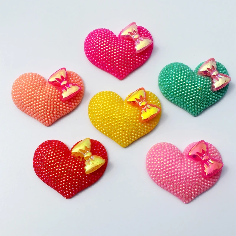 

Mixed color 6pieces 35mm*28mm large heart-shaped flat back cut and cut rhinestones wedding decoration