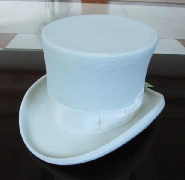 Шерстяная винтажная верхняя шляпа 18 см высокая белая корона шляпа ретро викторианская Волшебная Шляпа для взрослых женщин мужчин