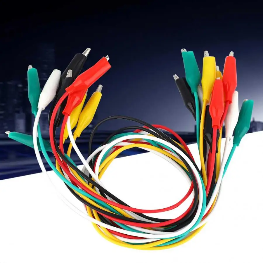 

10pcs Crocodile Clips DIY Test Lead Double-ended Alligator Clip Test Cable 50CM Long timsah klipler