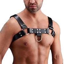 Кожаный жгут мужской жгут БДСМ гей кожа Фетиш связывание во взрослой игры черный кожаный регулируемый нагрудный ремень для тела