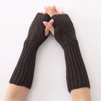 

Hot 1pair New Hand Knitted Half Fingers Long Gloves for Women Warm Autumn/Winter Hand Arm Gloves HD88