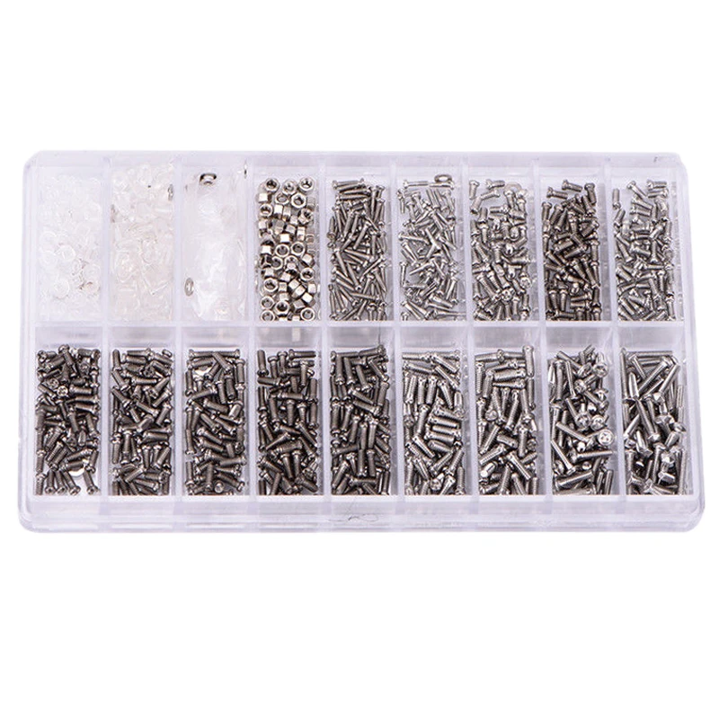 1000Pcs/Box Stainless Steel Small Nut Assortment Repair Screws Tool Set Mini Screws For Phone Spectacles Watch Sunglass