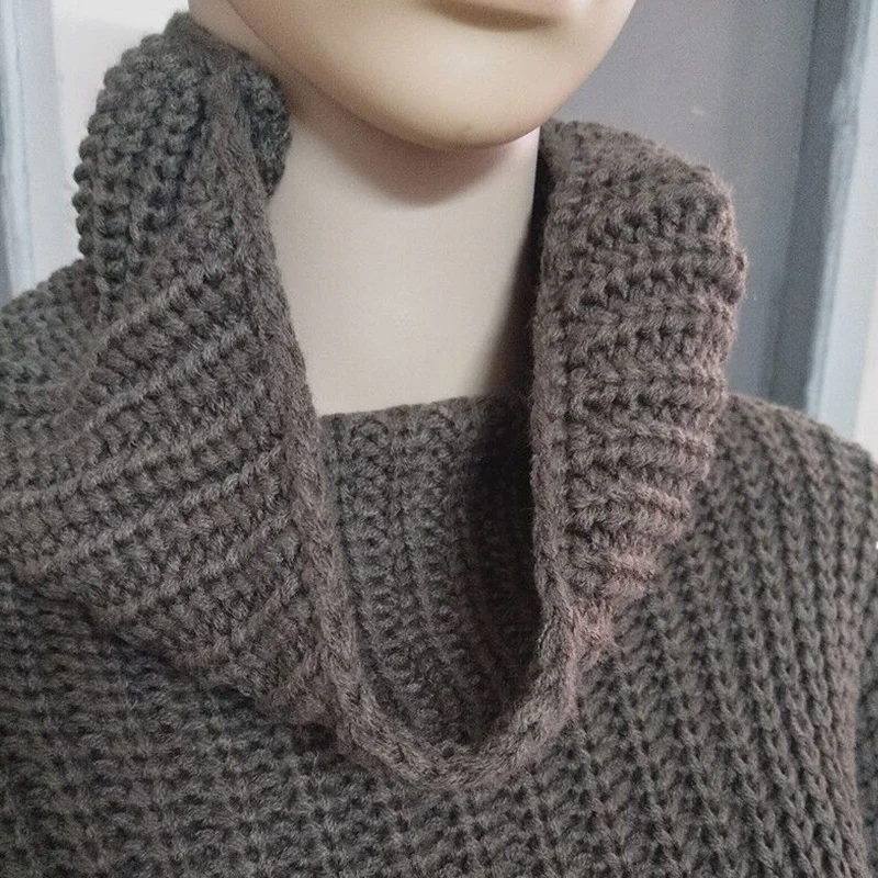 Thick knitted sweater dress women 2018 winter tops vintage Korean turtleneck pullovers high slit oversized long pull femme hiver