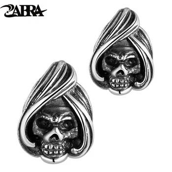

ZABRA Solid 925 Sterling Silver Earring Man World of Warcraft Punk Rock Gothic Unisex Skull Stud Earrings For Biker Men Jewelry