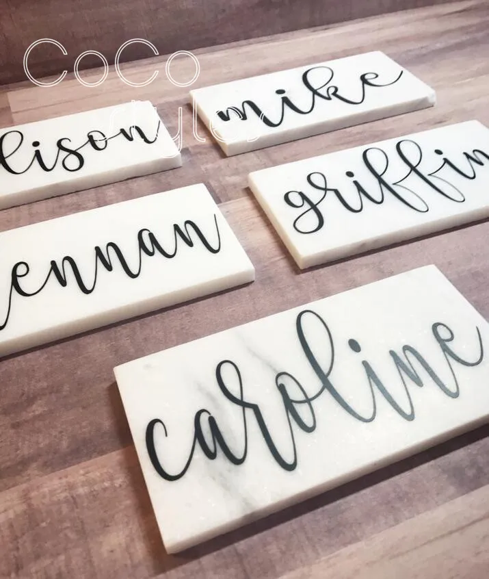  Cocostyles custom fashion oblong marble guest name card with hand writing for calligrapher lawn wed - 32893338655