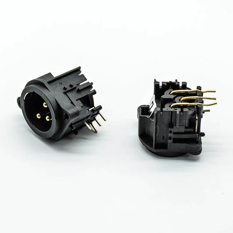 2 шт./лот 3 полюсный Золотой правый угол XLR шасси PCB панель разъем для