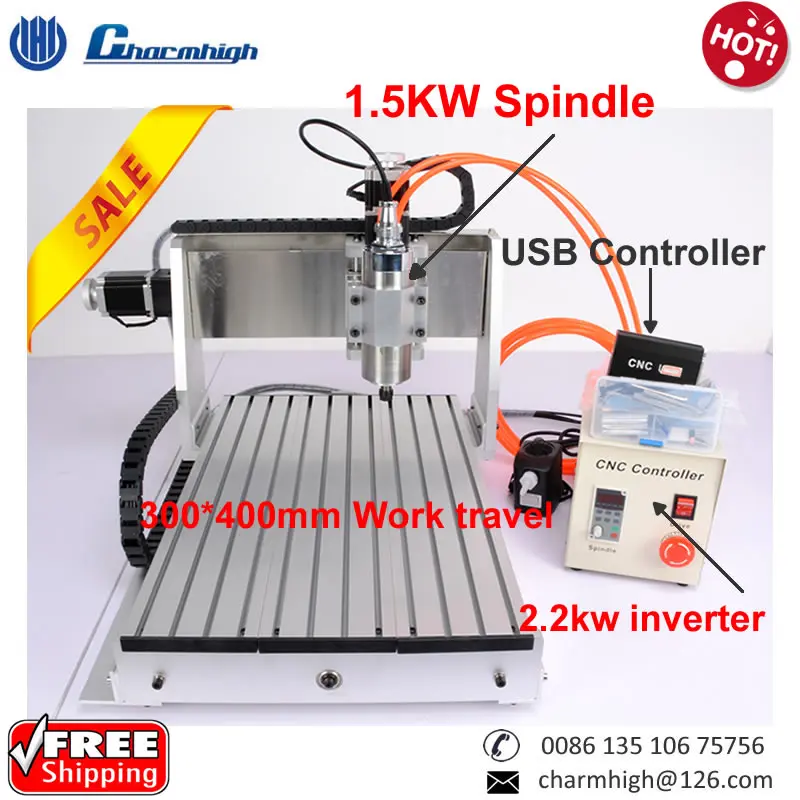 Скидка! 1.5kw шпинделя CNC3040+ USB контроллер дизельный двигатель с водяным охлаждением Фрезерный станок с ЧПУ+ 2.2kw частотно-регулируемым приводом гравировальный станок с ЧПУ, машина для резки