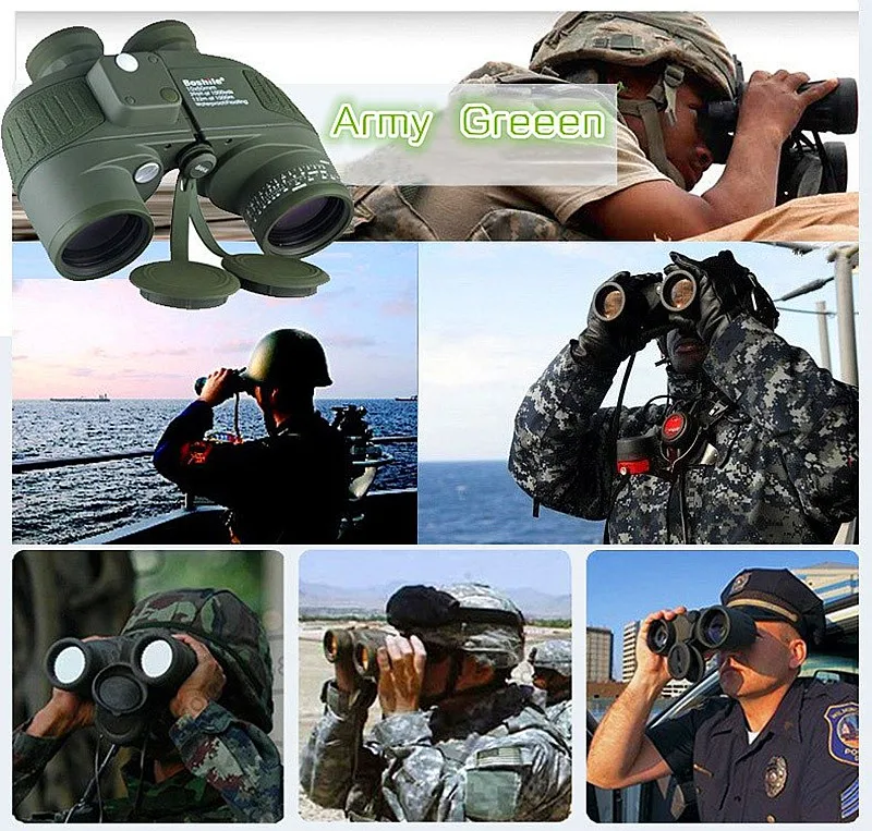 Binocular à Prova Água com Bússola Militar de Alta Boshile Binóculos Profissional Marinha Dwaterproof Qualidade Telescópio Ocular Focagem 10x50 2 High Quality Ferramenta