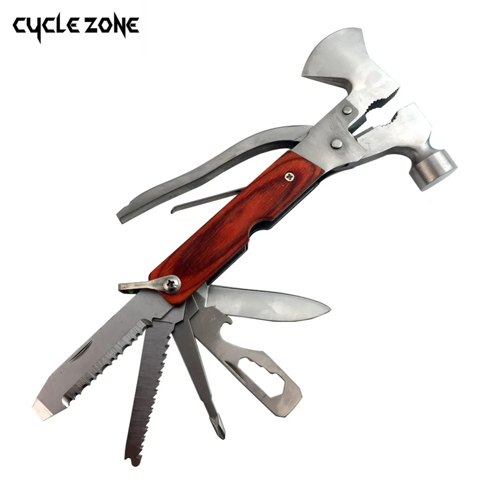 

New 15 in 1 Multi-function Tool Stainless Steel Auto Emergency Kit Tool With Safety Hammer Ax Screwdriver Sawtooth Knife Plie