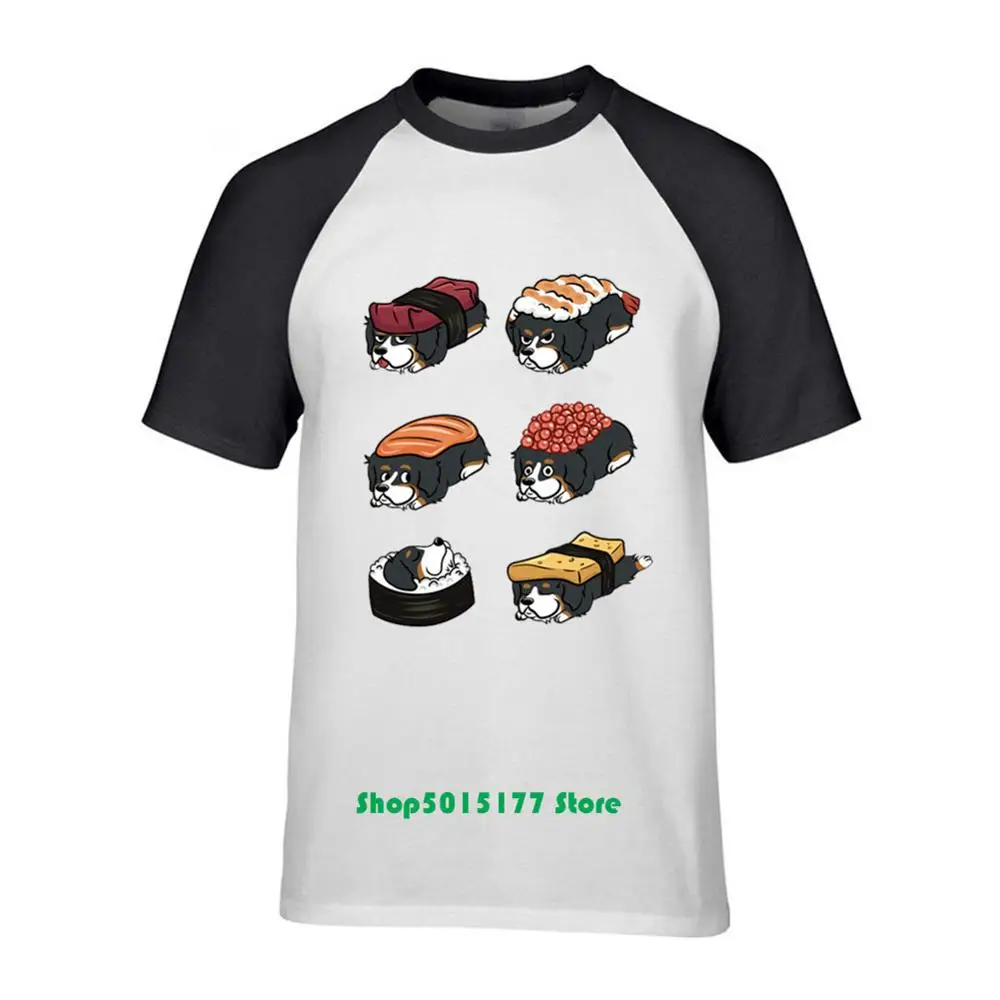

Anime Bernese Mountain Dog Sushi Nigiri T-Shirt Sushi Cute Japanese Sushi men Tops Summer Men Casual Tee Harajuku