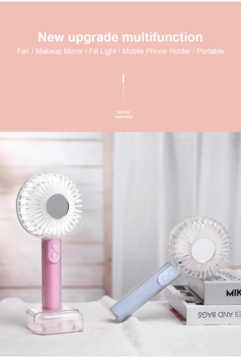 Mini Ventilador USB Fan Rechagable Portable Phone Holder Handheld Makeup Mirror USB Cooling Fan Cooler Gadget Office Gadgets