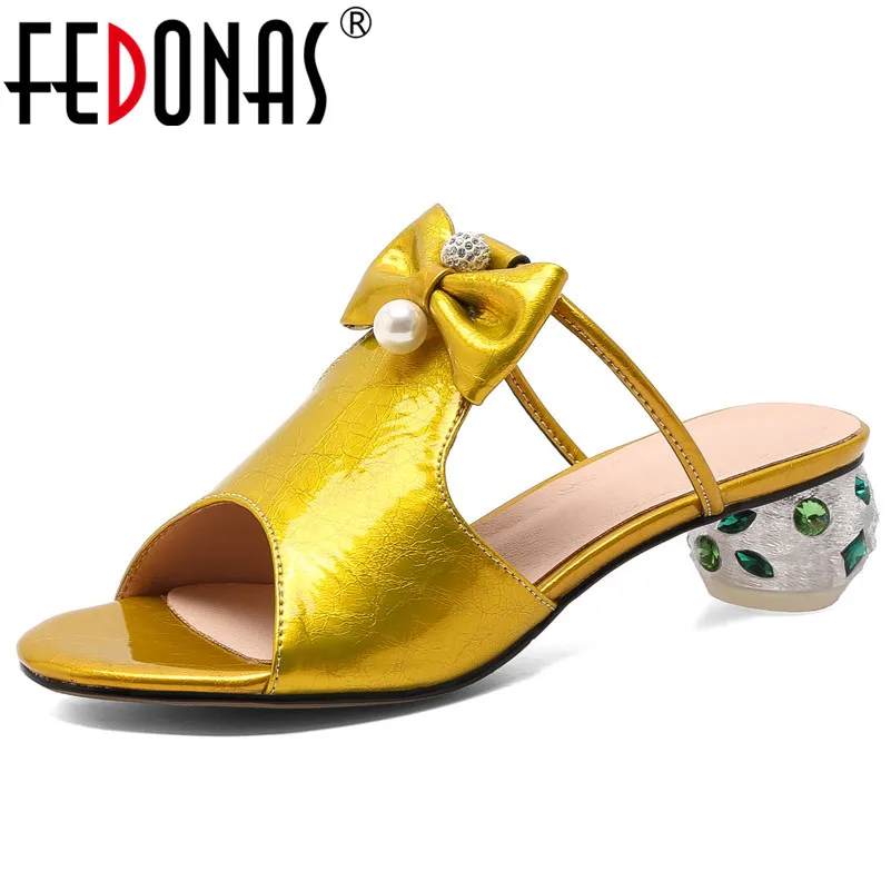 

FEDONAS New Blingbling Genuine Leather Rome Women Sandals Peep Toe Strange Style Casual Shoes Woman Butterfly Knot Party Shoes