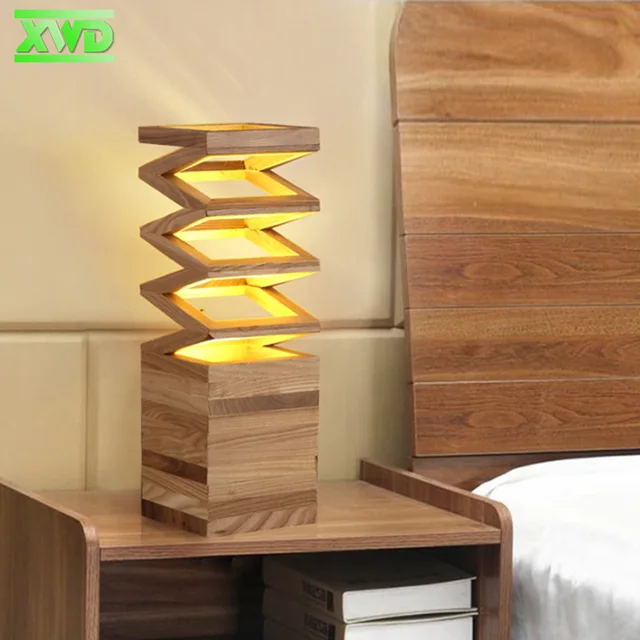 Modern Spring Shaped Wooden Table Lamp E27 Holder 110 240V Parlor Indoor Study