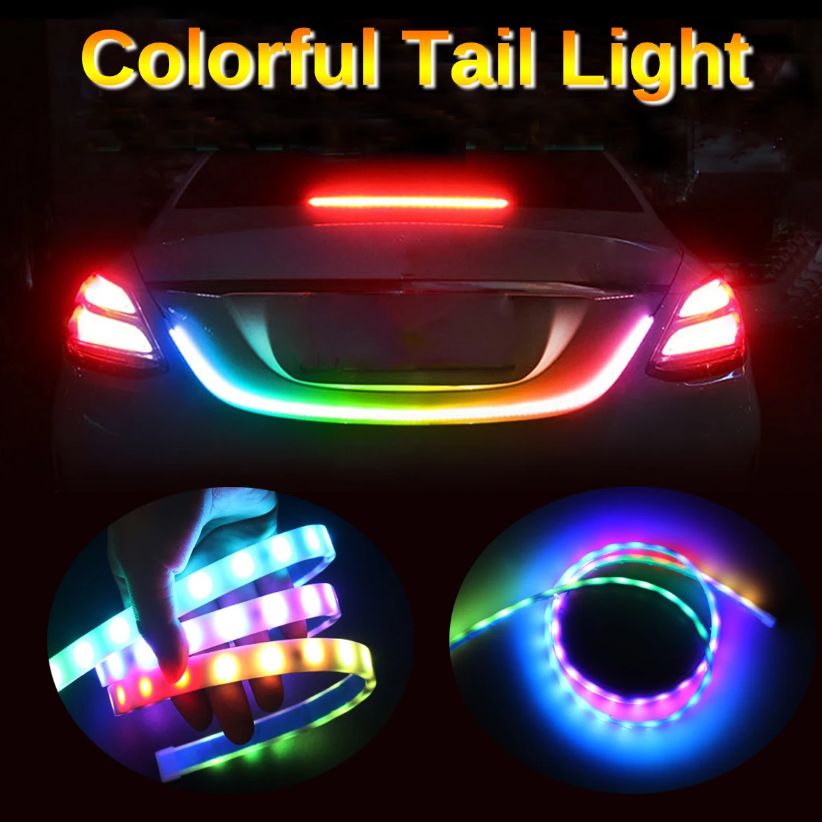 

5050 Car Styling RGB Flow Led strip trunk Tail Light Ice Blue LED DRL daytime running light RED Brake Light 120cm