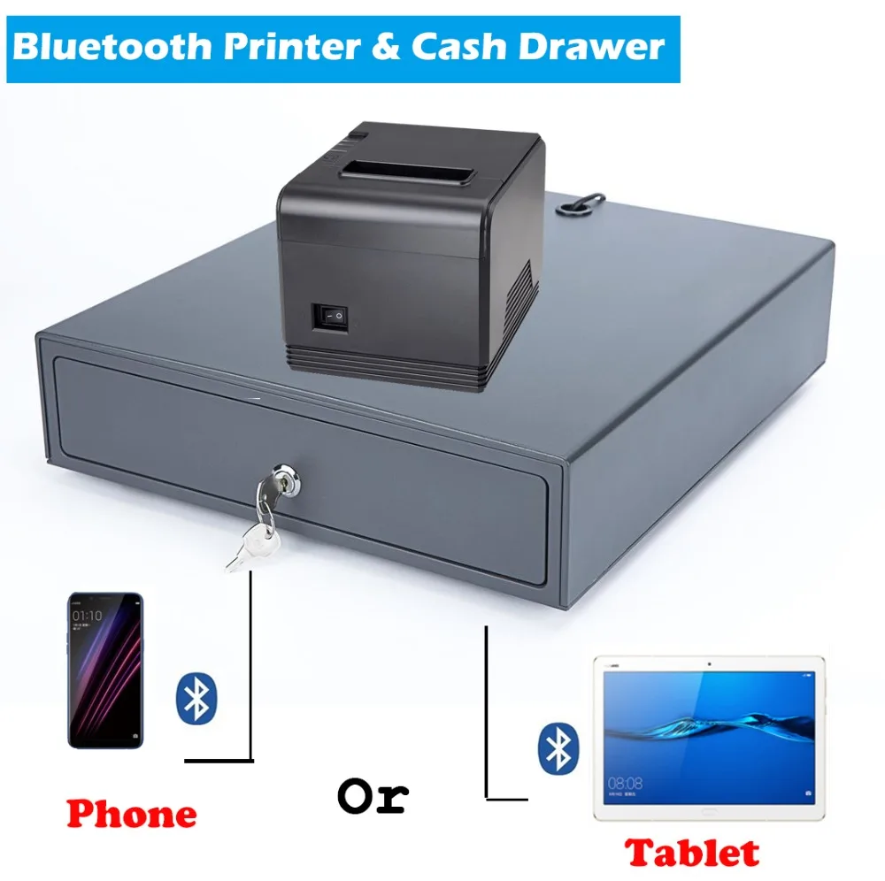 80mm Bluetooth Thermal Receipt Printer With Cash Drawer Support Android