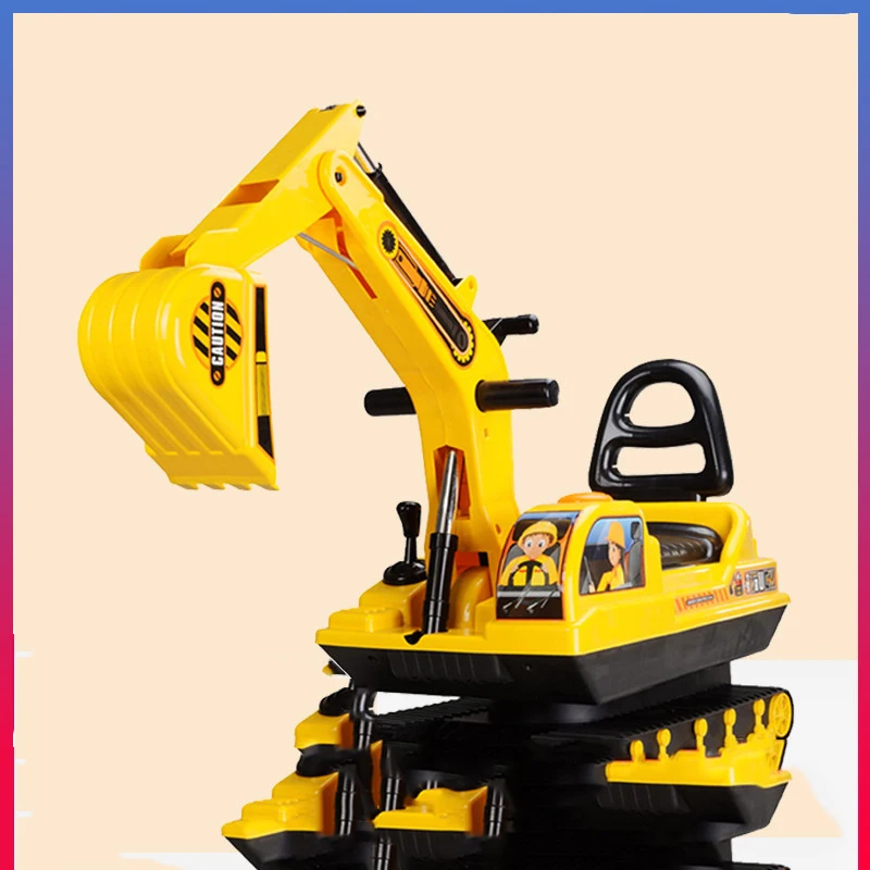 

Children's Walker Toy Excavator Can Ride Sit on The Excavator Balance Scooter Pedal Four-wheeled Engineering Vehicle
