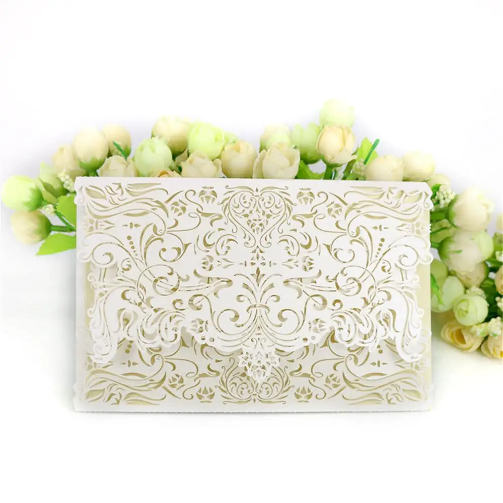  AUGKUN 10 PCS Hollow Carved Wedding Invitation Card Without Base Card - 33058009865